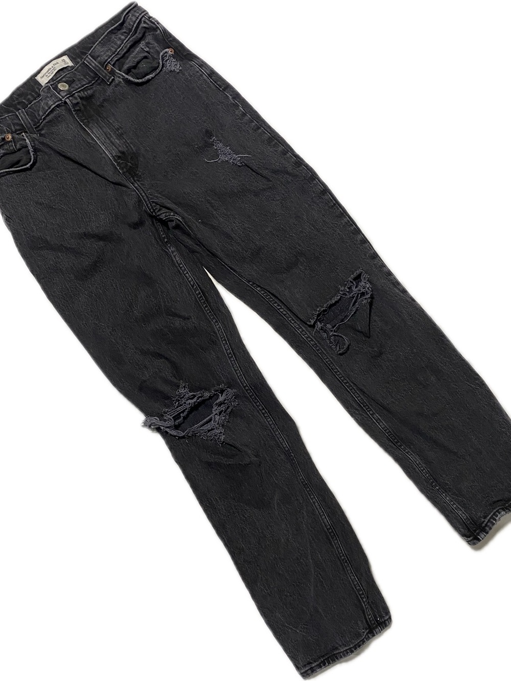 Abercrombie & Fitch Black Straight Distressed Jeans